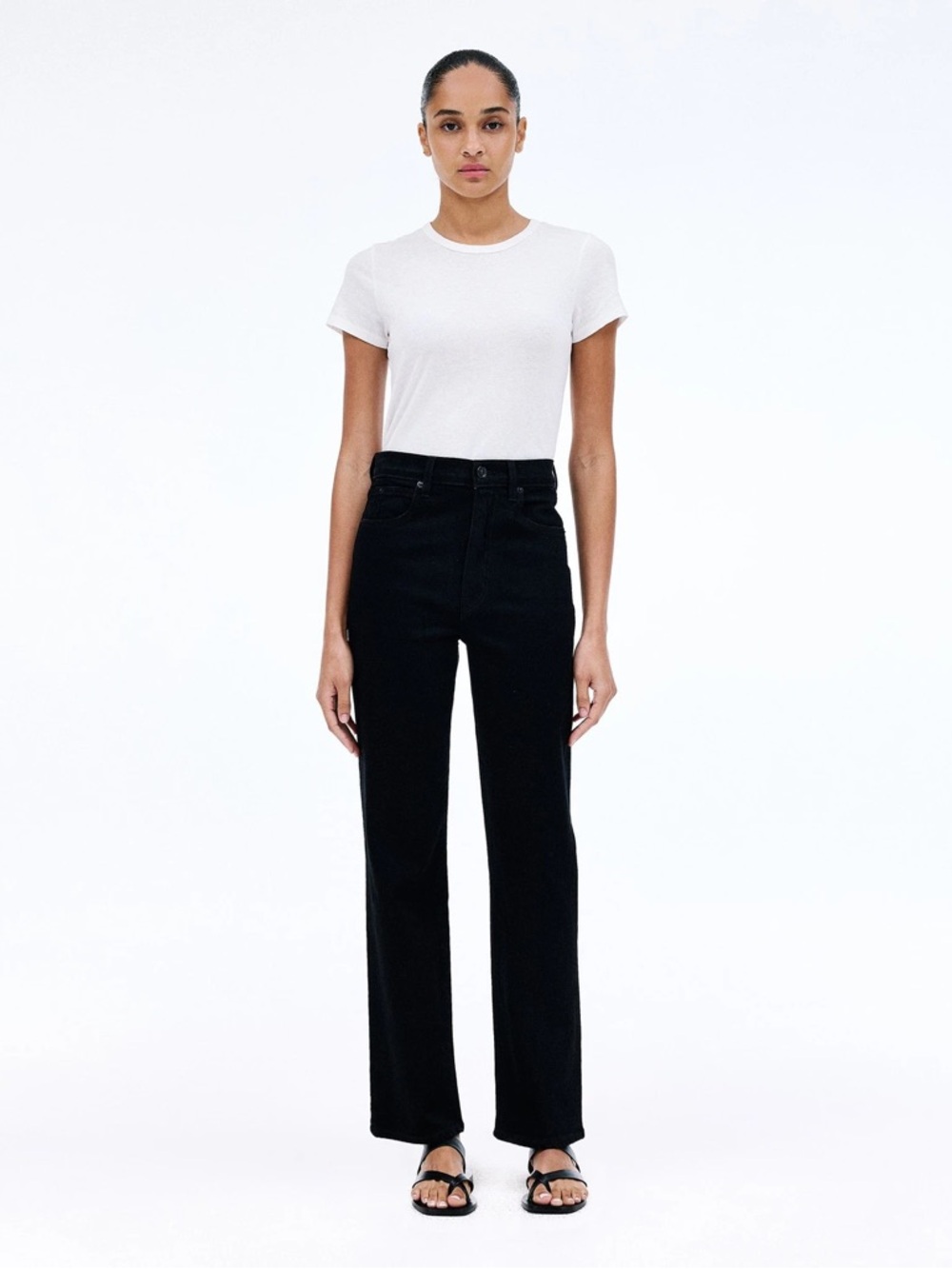SLVRLAKE London Black High-Rise Straight Leg Jeans in Jet Black